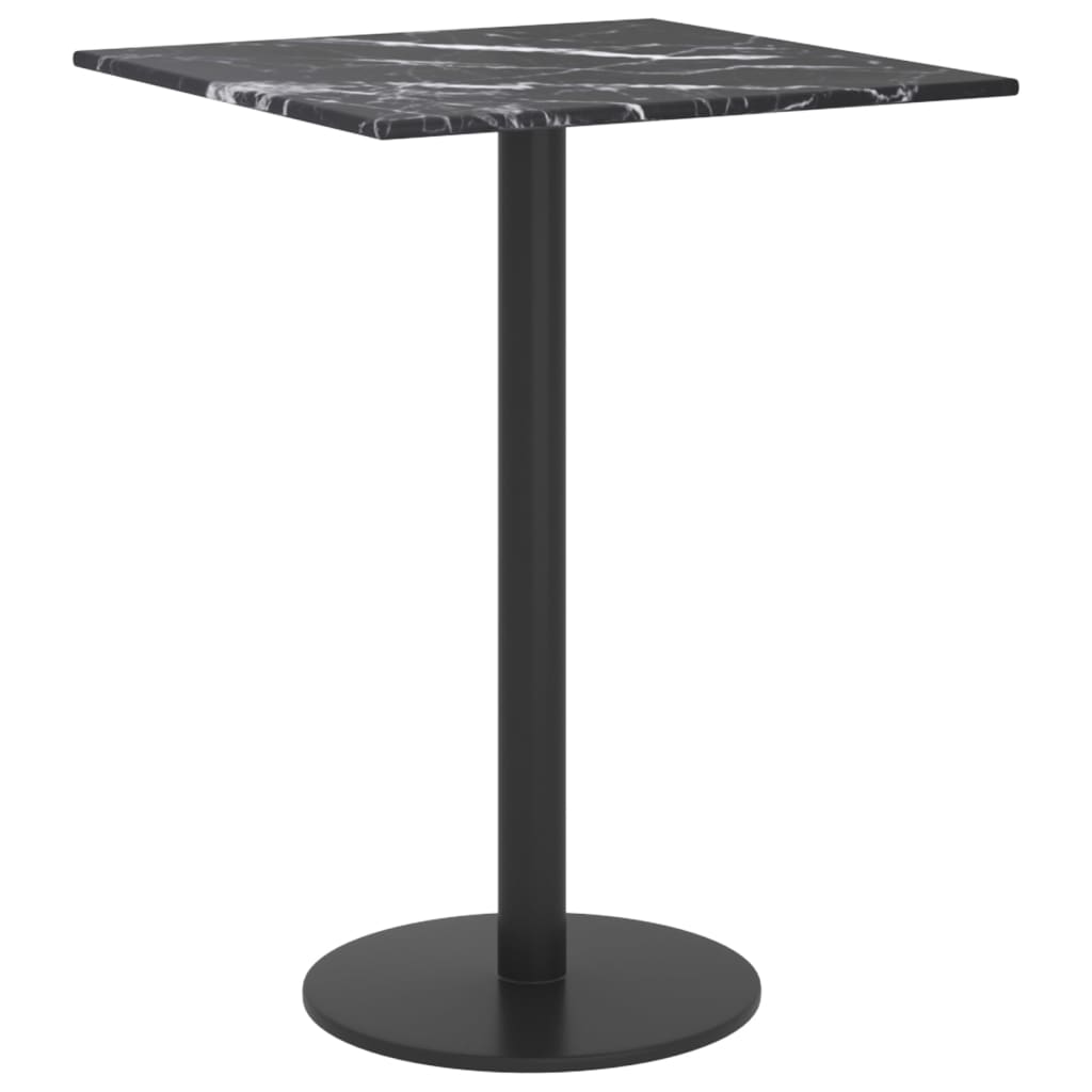 vidaXL Plateau de table noir 30x30 cm en verre trempé 6 mm aspect marbre