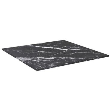 vidaXL Dessus de table Noir 40x40 cm 6 mm Verre trempé aspect marbre