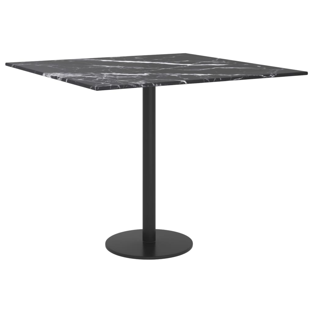 vidaXL Plateau de table noir 50x50 cm 6 mm en verre trempé aspect marbre