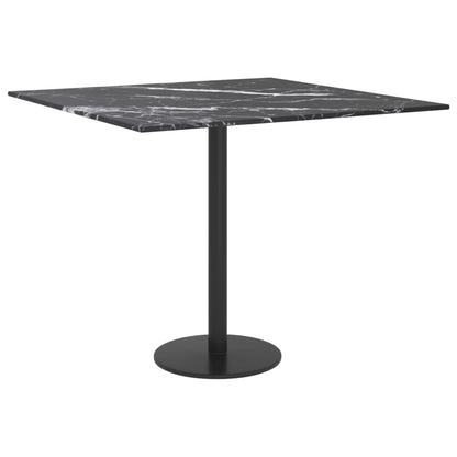 vidaXL Plateau de table noir 50x50 cm 6 mm en verre trempé aspect marbre