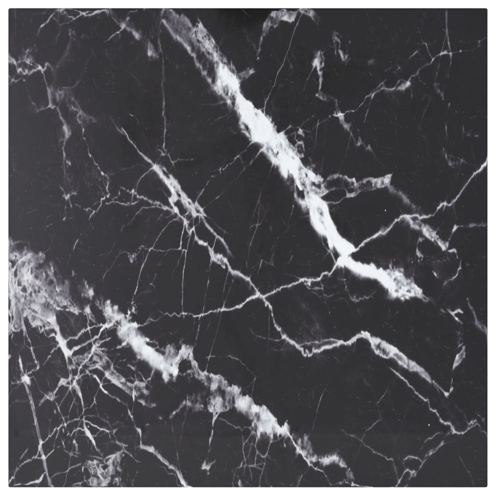 vidaXL Plateau de table noir 60x60 cm, verre trempé 6 mm, aspect marbre