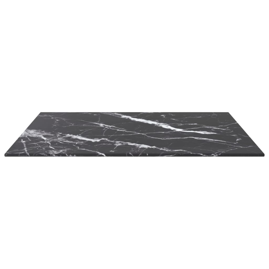 vidaXL Plateau de table noir 60x60 cm, verre trempé 6 mm, aspect marbre