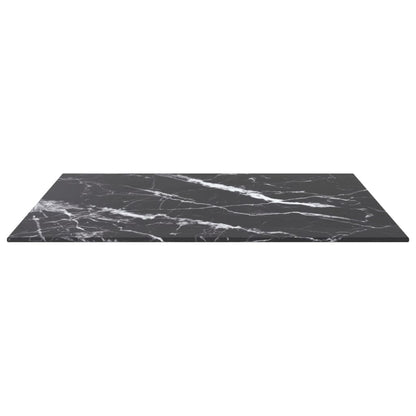 vidaXL Plateau de table noir 60x60 cm, verre trempé 6 mm, aspect marbre