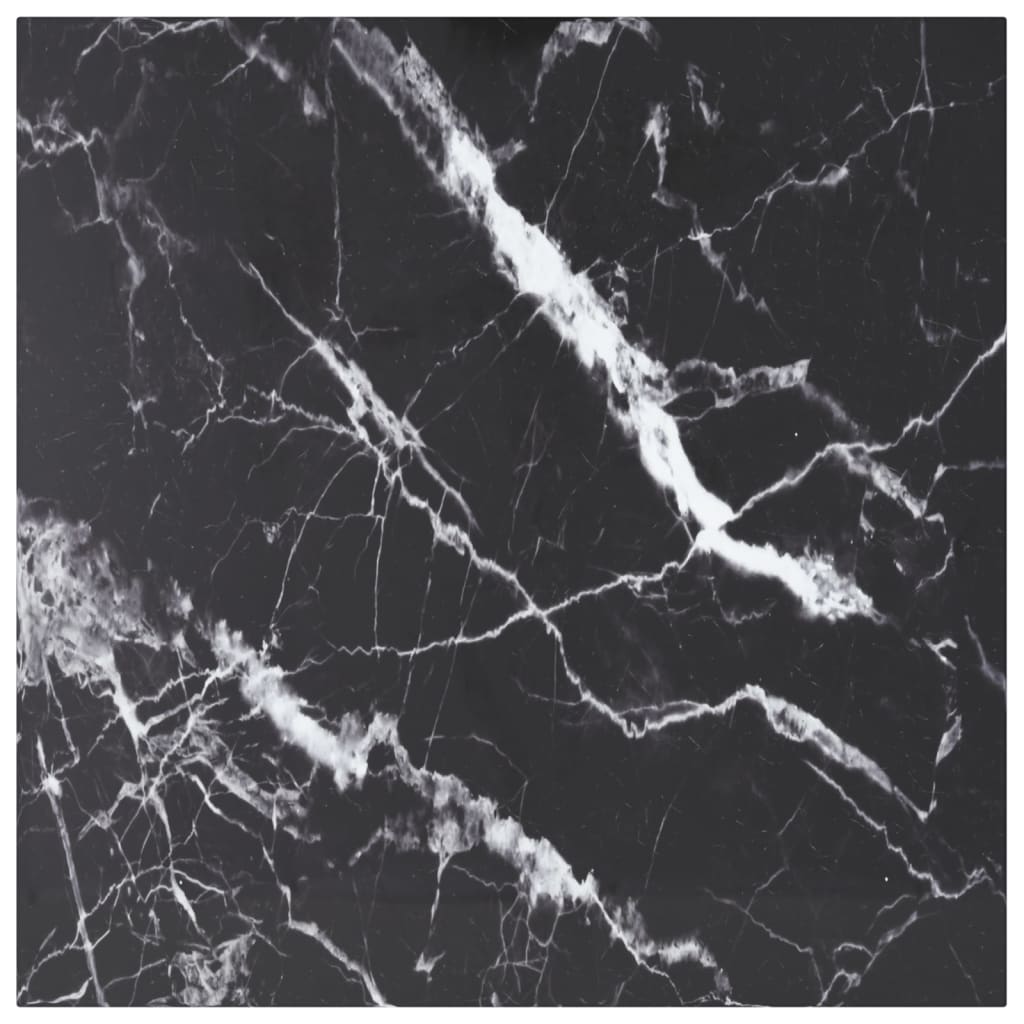 vidaXL Plateau de table noir 70x70 cm 6 mm verre trempé aspect marbre