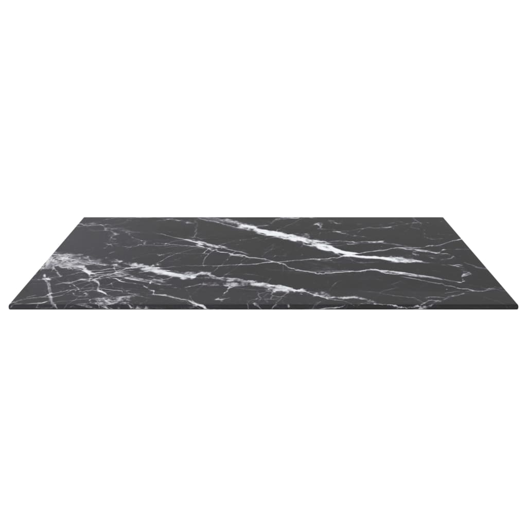 vidaXL Plateau de table noir 70x70 cm 6 mm verre trempé aspect marbre