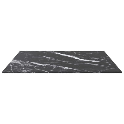 vidaXL Plateau de table noir 70x70 cm 6 mm verre trempé aspect marbre