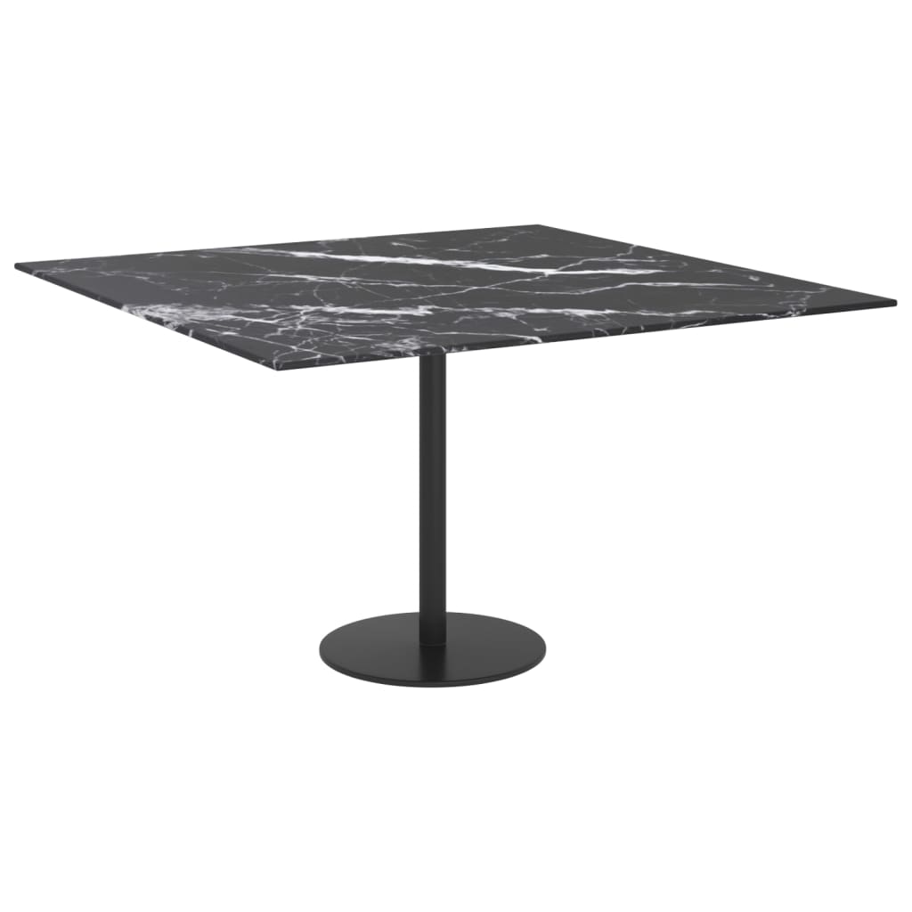 vidaXL Plateau de table noir 70x70 cm 6 mm verre trempé aspect marbre