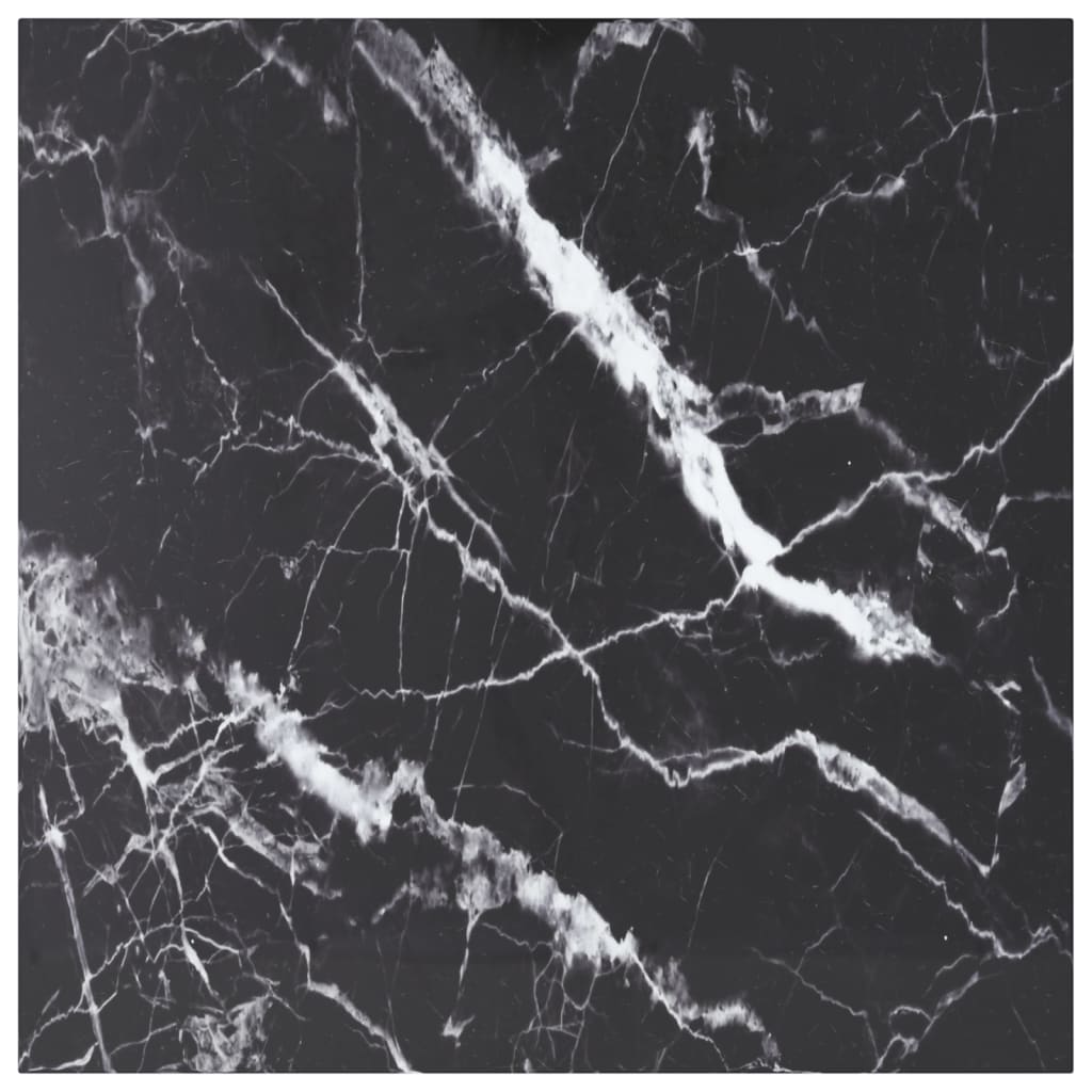 vidaXL Plateau de table noir 80x80 cm en verre trempé 6 mm aspect marbre