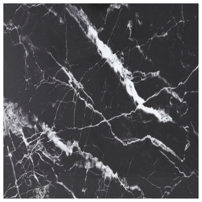 vidaXL Plateau de table noir 80x80 cm en verre trempé 6 mm aspect marbre