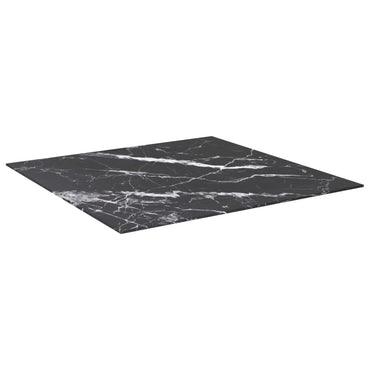 vidaXL Plateau de table noir 80x80 cm en verre trempé 6 mm aspect marbre