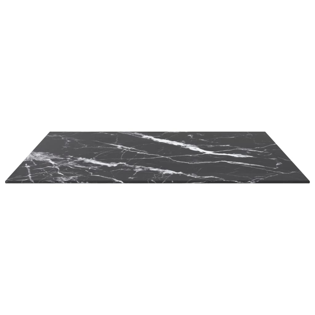 vidaXL Plateau de table noir 80x80 cm en verre trempé 6 mm aspect marbre