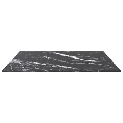 vidaXL Plateau de table noir 80x80 cm en verre trempé 6 mm aspect marbre