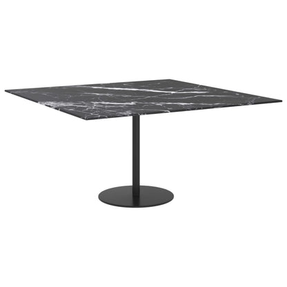vidaXL Plateau de table noir 80x80 cm en verre trempé 6 mm aspect marbre