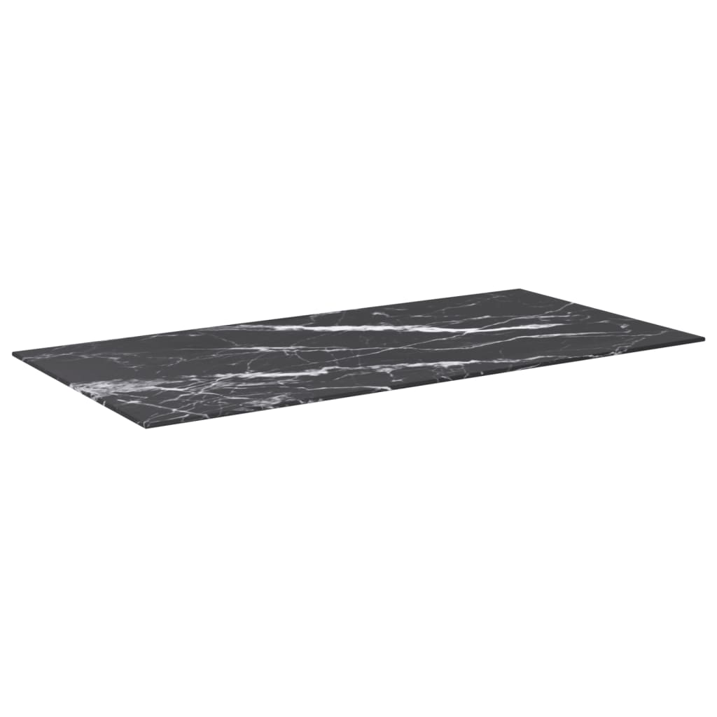 vidaXL Plateau de table noir 100x50 cm verre trempé 6 mm aspect marbre