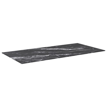 vidaXL Plateau de table noir 100x50 cm verre trempé 6 mm aspect marbre