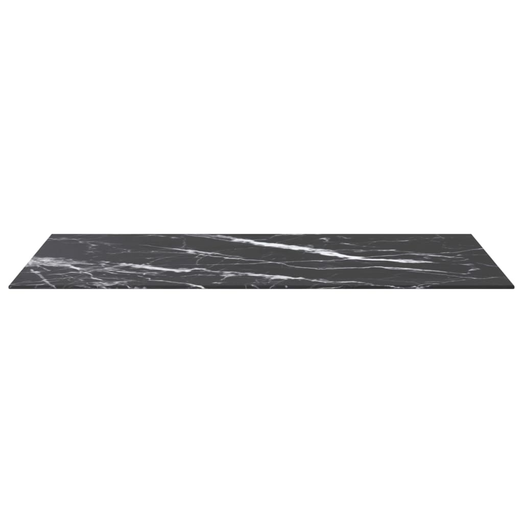 vidaXL Plateau de table noir 100x50 cm verre trempé 6 mm aspect marbre