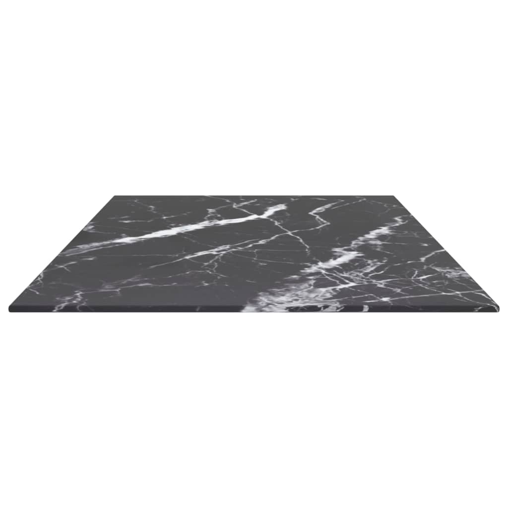 vidaXL Plateau de table noir 100x50 cm verre trempé 6 mm aspect marbre