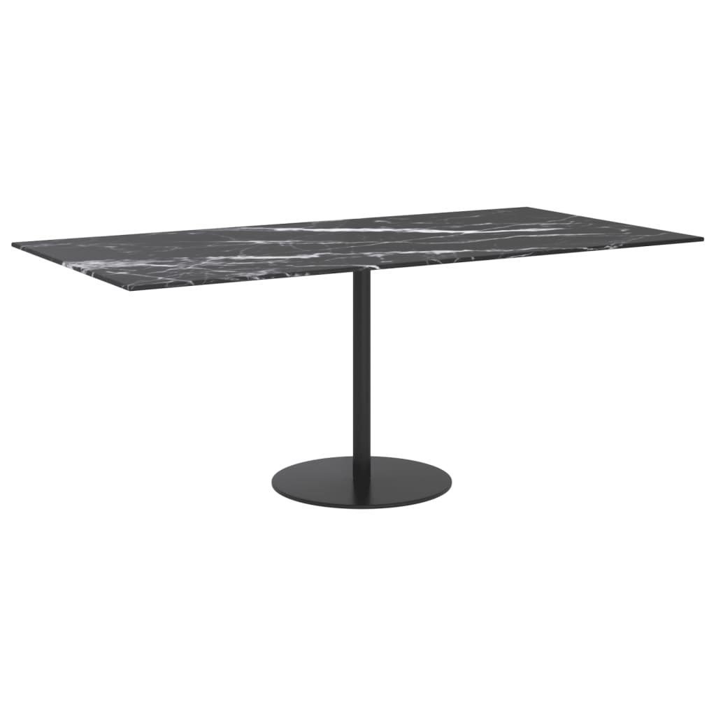vidaXL Plateau de table noir 100x50 cm verre trempé 6 mm aspect marbre