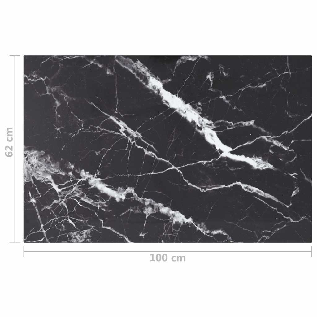 vidaXL Plateau de table noir 100x62 cm 8 mm en verre trempé aspect marbre