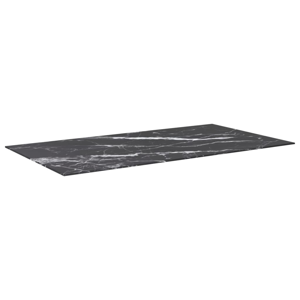 vidaXL Plateau de table noir 120x65 cm en verre trempé 8 mm aspect marbre