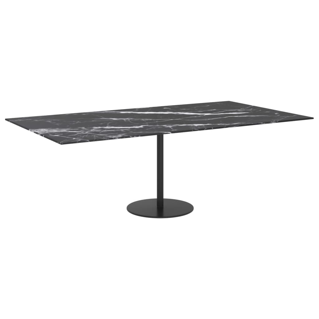 vidaXL Plateau de table noir 120x65 cm en verre trempé 8 mm aspect marbre