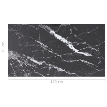 vidaXL Plateau de table noir 120x65 cm en verre trempé 8 mm aspect marbre