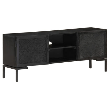 vidaXL Meuble TV Noir 115x30x46 cm Bois de manguier massif
