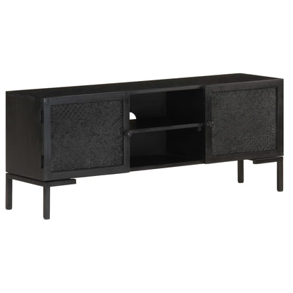 vidaXL Meuble TV Noir 115x30x46 cm Bois de manguier massif