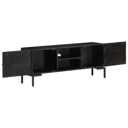 vidaXL Meuble TV Noir 115x30x46 cm Bois de manguier massif