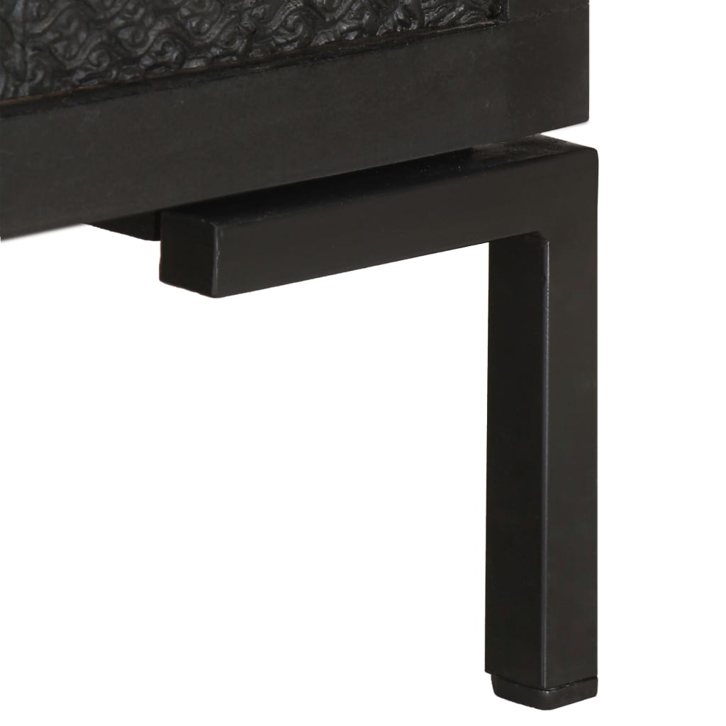 vidaXL Meuble TV Noir 115x30x46 cm Bois de manguier massif