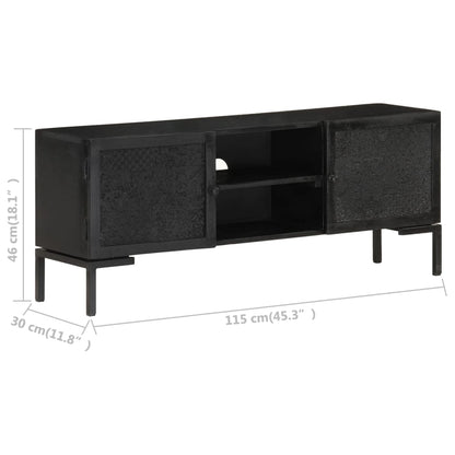 vidaXL Meuble TV Noir 115x30x46 cm Bois de manguier massif