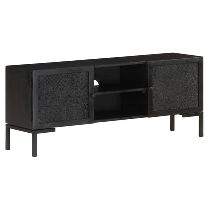 vidaXL Meuble TV Noir 115x30x46 cm Bois de manguier massif