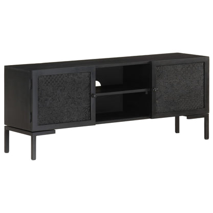 vidaXL Meuble TV Noir 115x30x46 cm Bois de manguier massif
