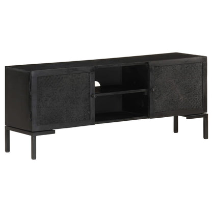 vidaXL Meuble TV Noir 115x30x46 cm Bois de manguier massif