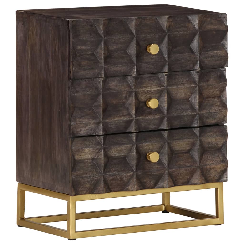 vidaXL Table de chevet Noir 40x30x50 cm Bois de manguier massif
