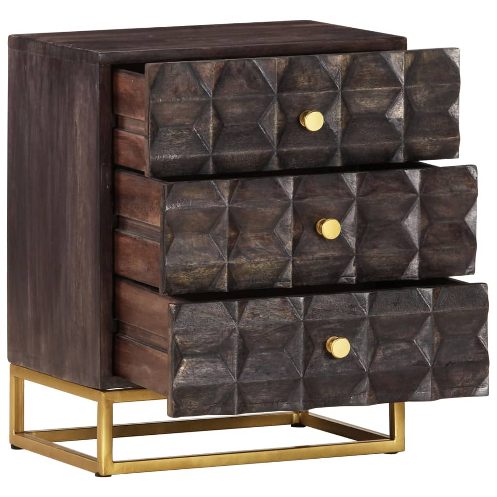 vidaXL Table de chevet Noir 40x30x50 cm Bois de manguier massif