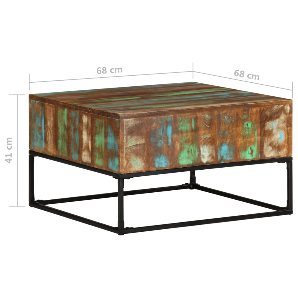 vidaXL Table basse 68x68x41 cm en bois de récupération massif