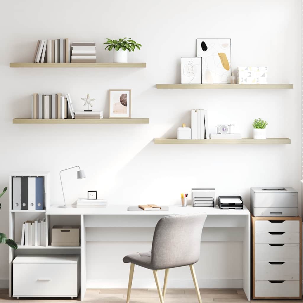 Schweberegale 4 Stk. Eichen-Optik 120x23,5x3,8 cm MDF