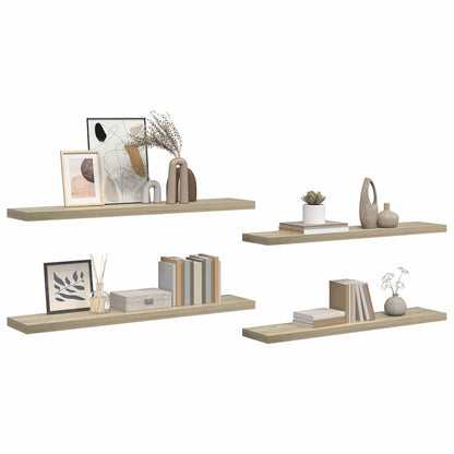 Schweberegale 4 Stk. Eichen-Optik 120x23,5x3,8 cm MDF