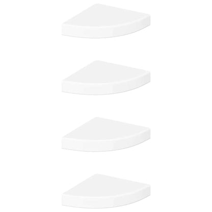 Schwebende Eckregale 4 Stk. Hochglanz-Weiß 25x25x3,8 cm MDF