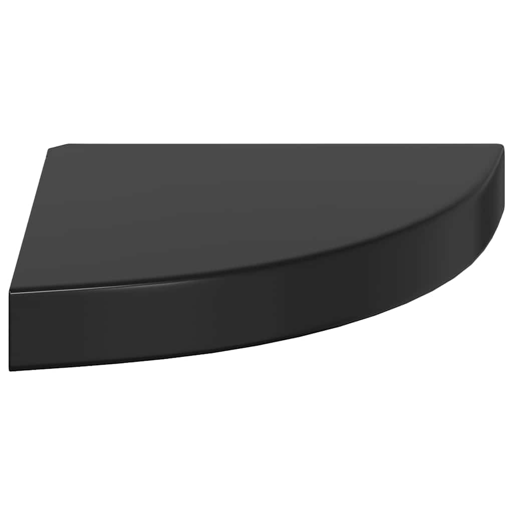 Eck-Schweberegale 2 Stk. Hochglanz-Schwarz 25x25x3,8 cm MDF