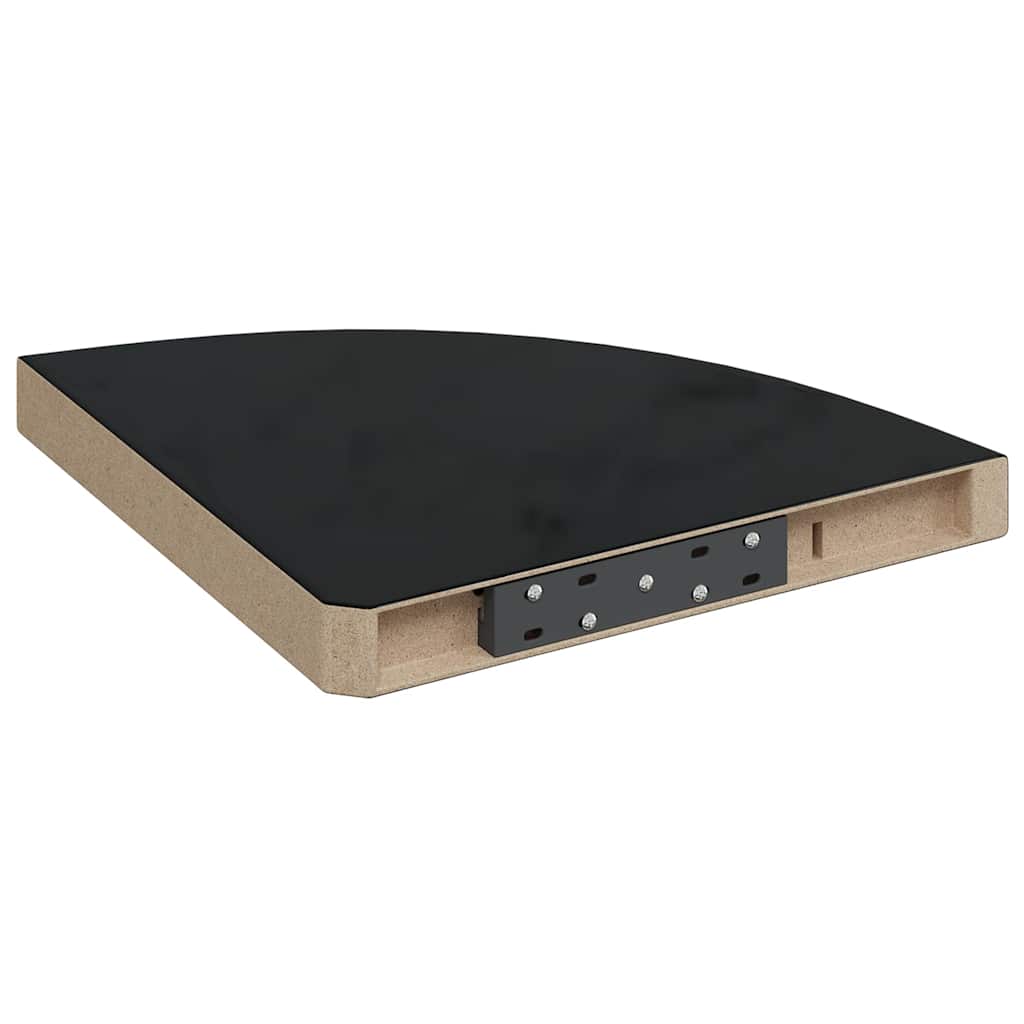 Eck-Schweberegal Hochglanz-Schwarz 35x35x3,8 cm MDF