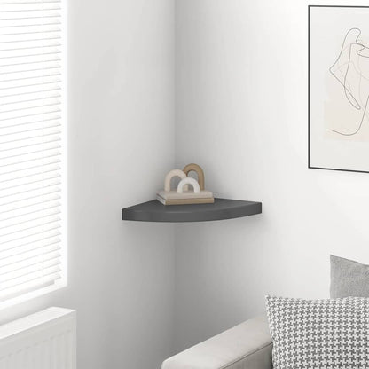 Eck-Schweberegal Hochglanz-Grau 35x35x3,8 cm MDF