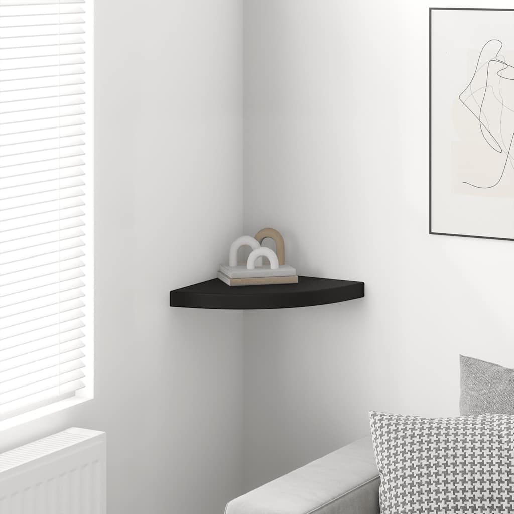 Eck-Schweberegal Schwarz 35x35x3,8 cm MDF