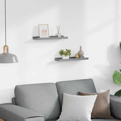 Bilderleisten 2 Stk. Grau 40x9x3 cm MDF