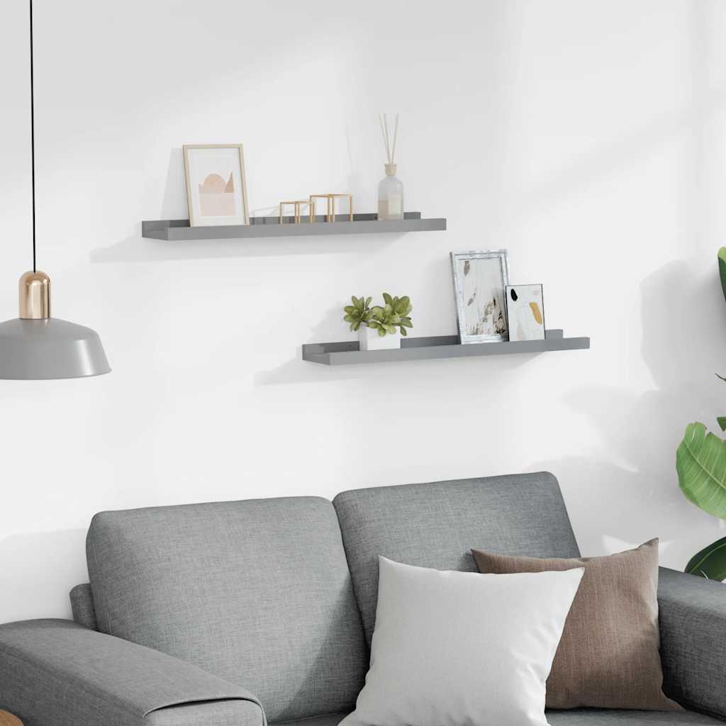 Bilderleisten 2 Stk. Grau 60x9x3 cm MDF