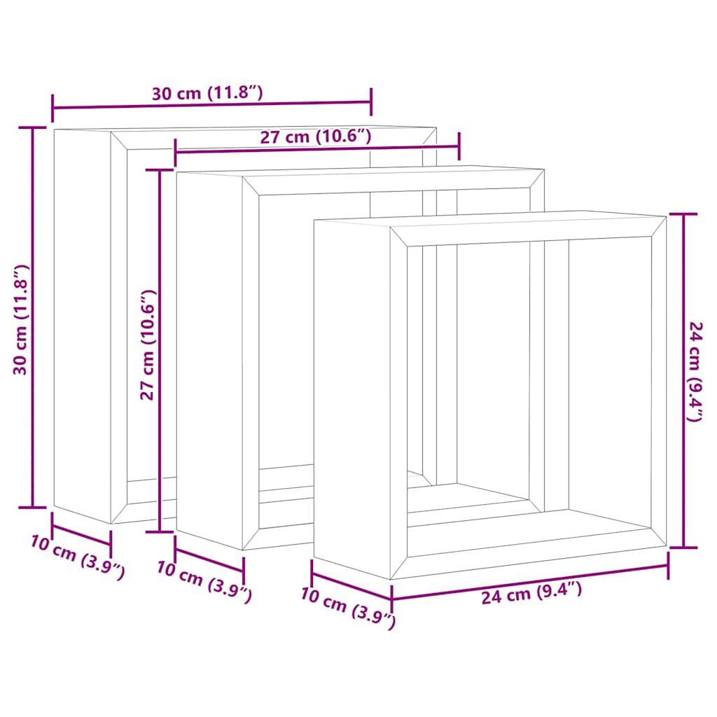 Würfelregale 3 Stk. Weiß MDF
