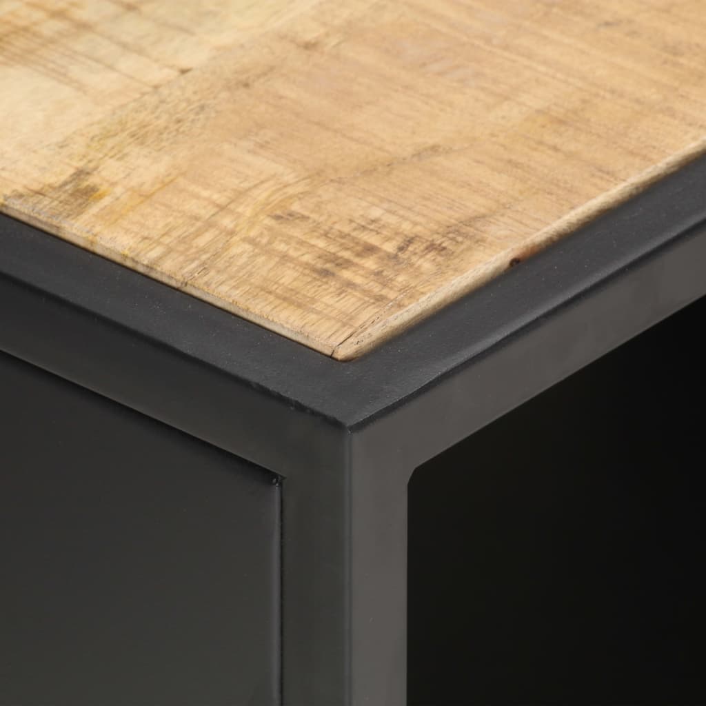 vidaXL Meuble TV avec porte sculptée 90x30x40 cm Bois de manguier brut