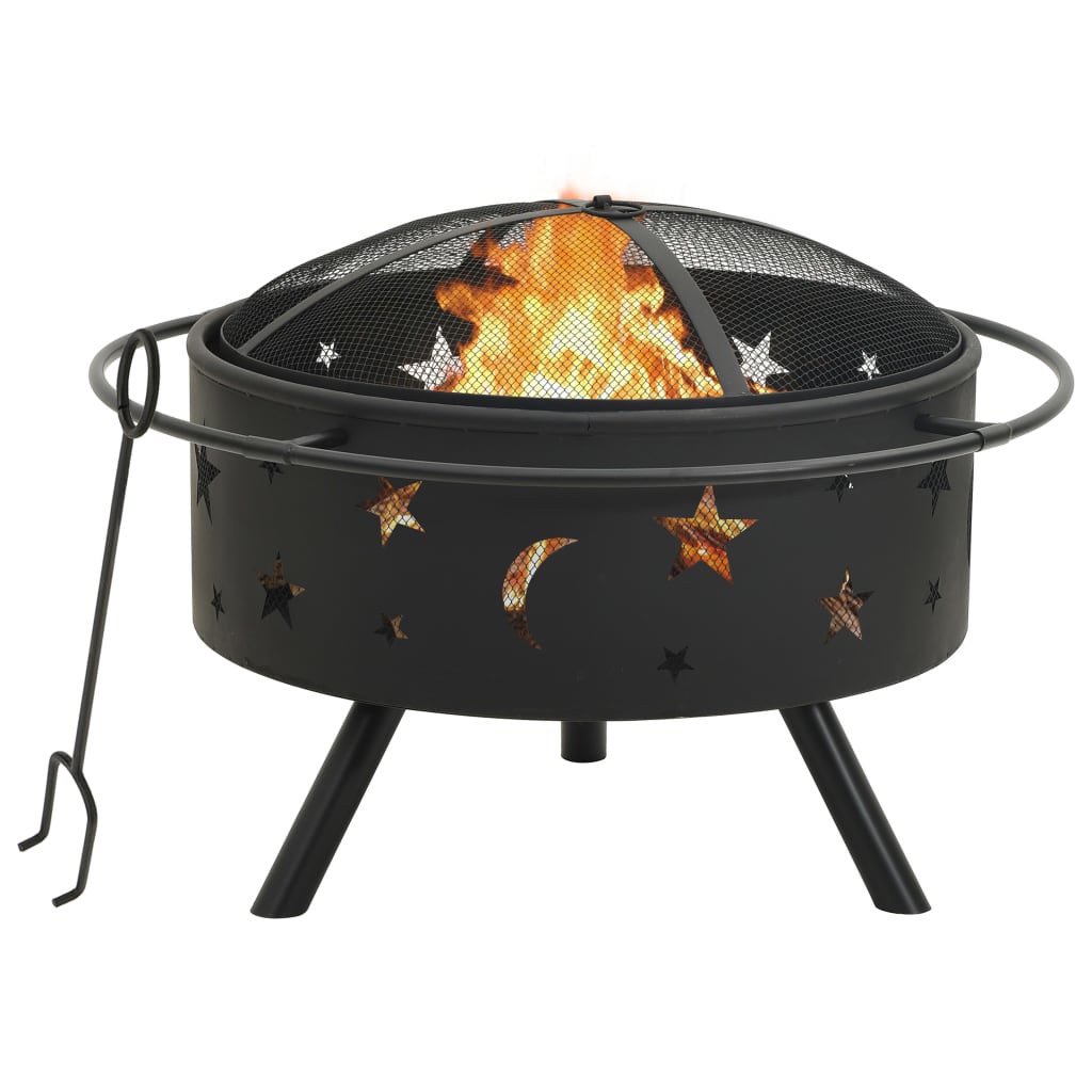 vidaXL Feuerstelle mit Schürhaken 76 cm XXL Stahl