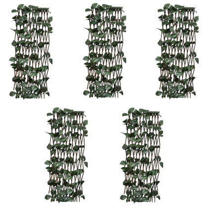 vidaXL Treillis en saule avec feuilles artificielles 5 pcs 180x60 cm